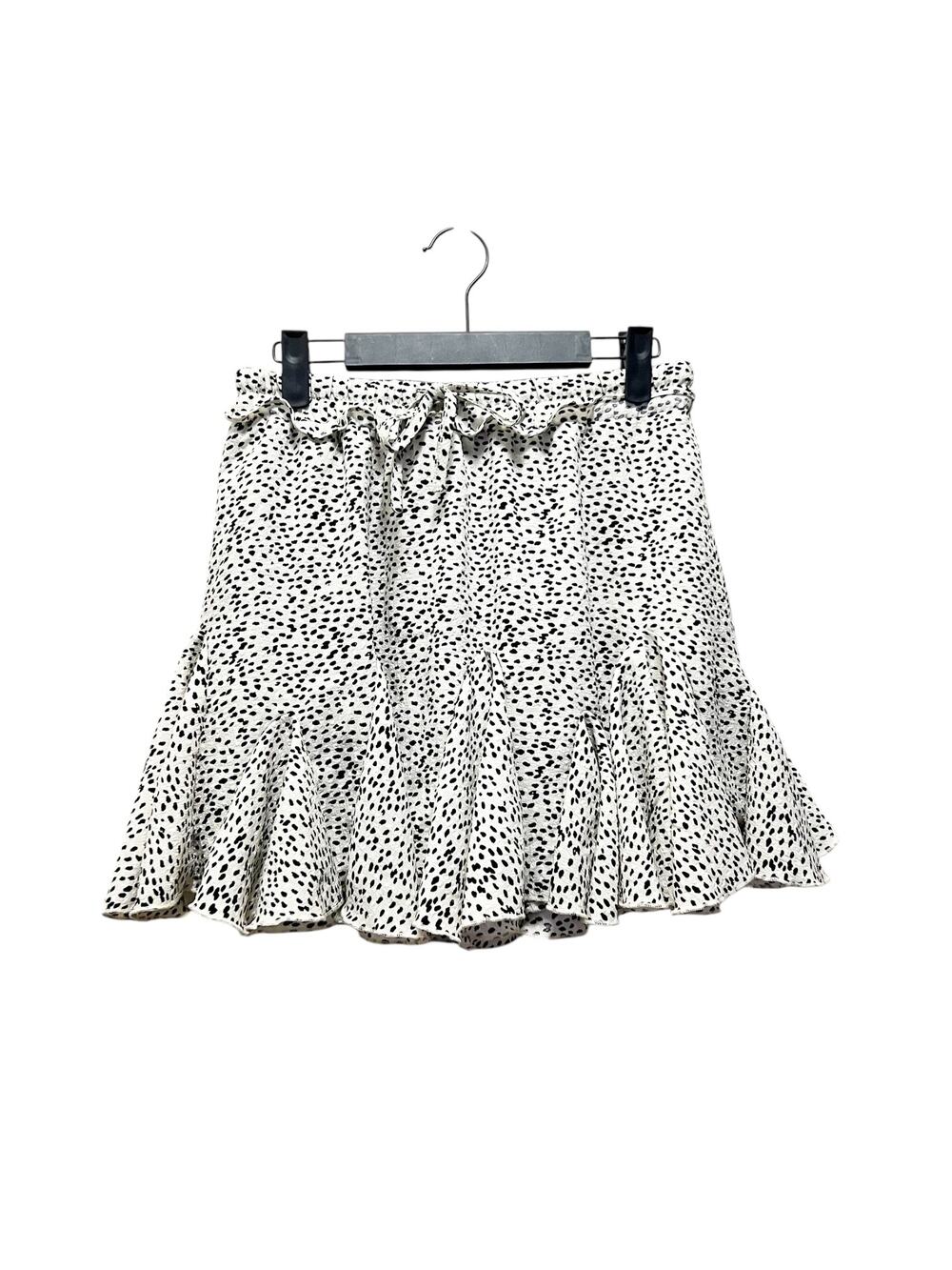 Miou Muse Skort Polka Dot White MMSK376 Elastic Waist Ruffle Size Medium